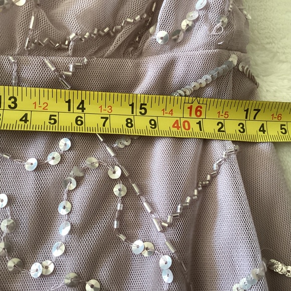 Ladies Adrianna PAPELLSize 14 Beaded Sequins Long Light Colored Mauve  Dress - Picture 4 of 7